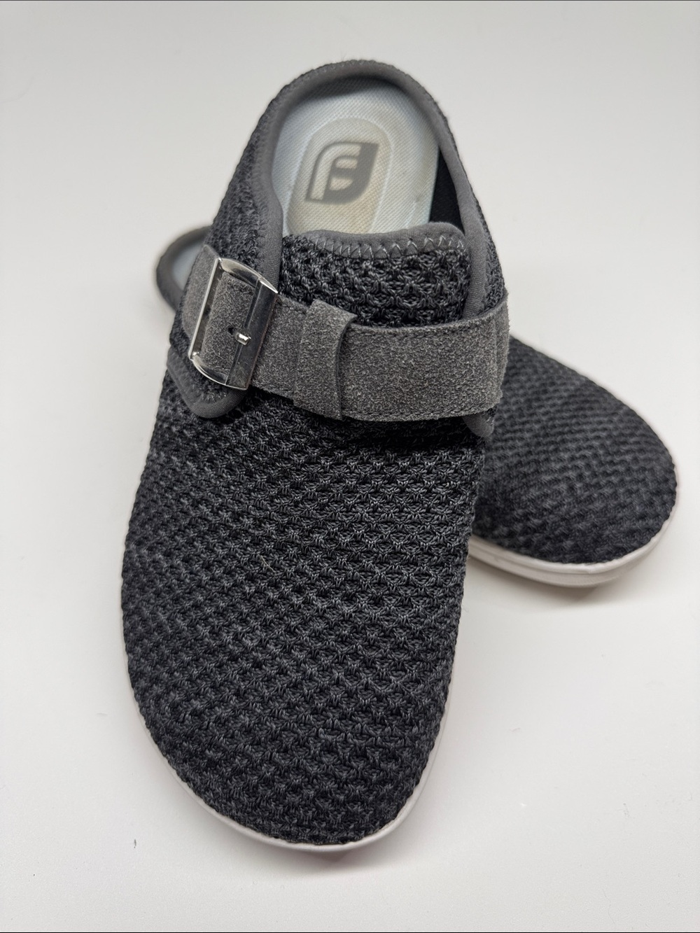 FootJoy Womens Dark Gray Knit Slip-On Mules Buckle Strap Shoes Size 9.5 - Picture 2 of 5